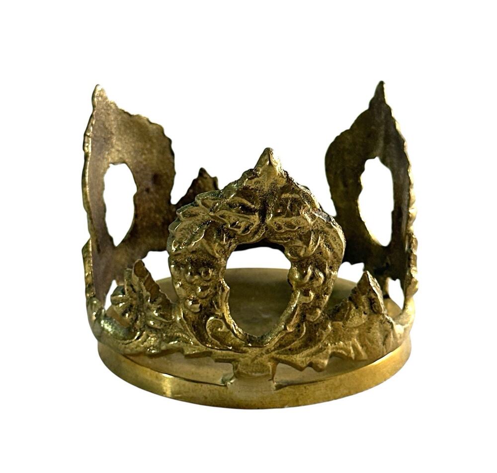 Vintage Brass Dragon Candle Holder Coaster Pierced Asian Decor 3”